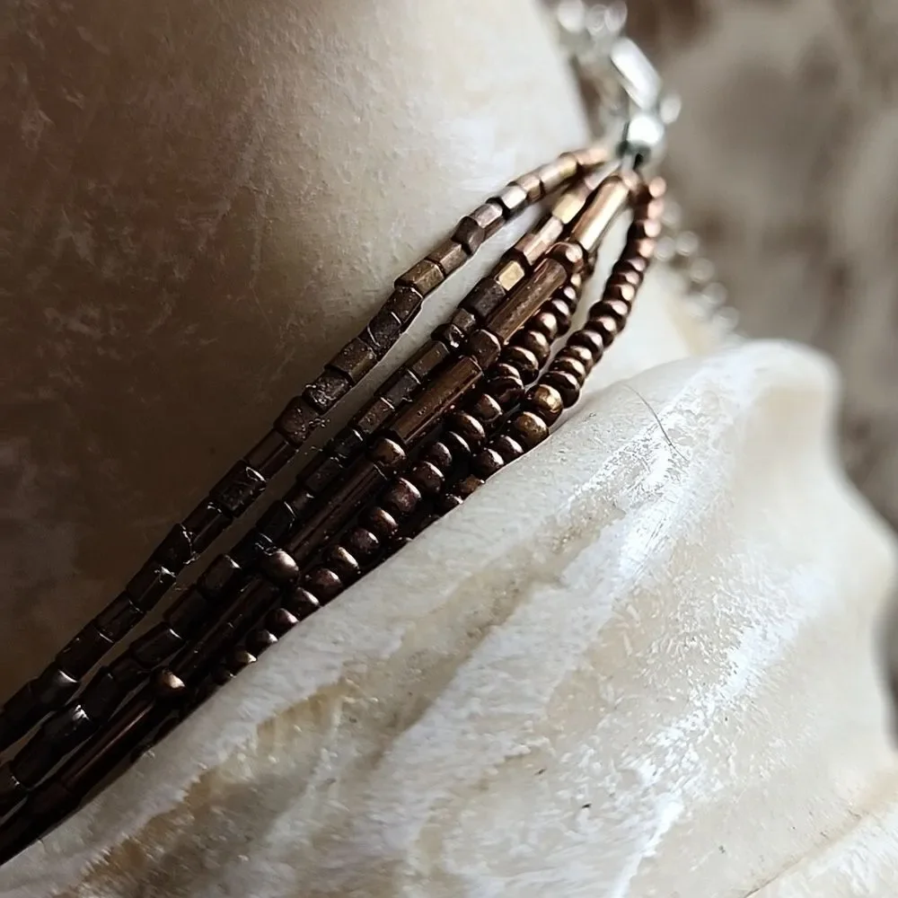 Vintage Copper Tone 4 Strand Choker Style Necklace